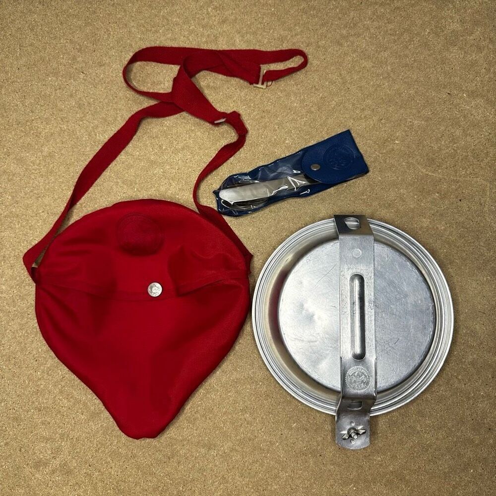 Vintage Official Boy Scouts of America Food Kit Aluminum Camping Cooking
